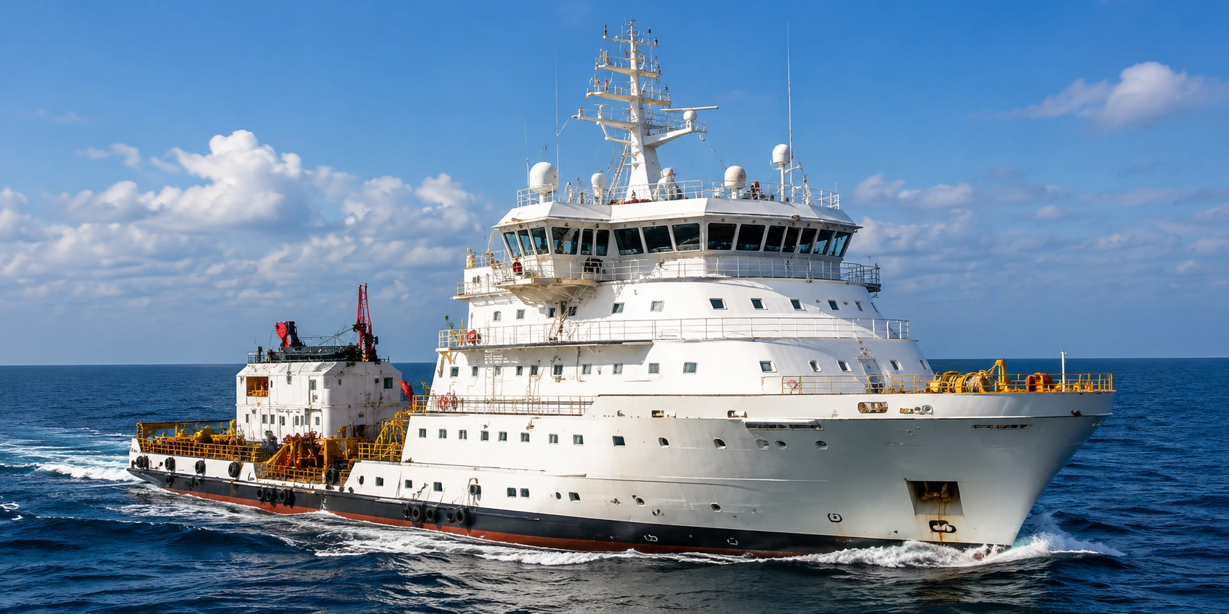 Offshore support vessel at sea