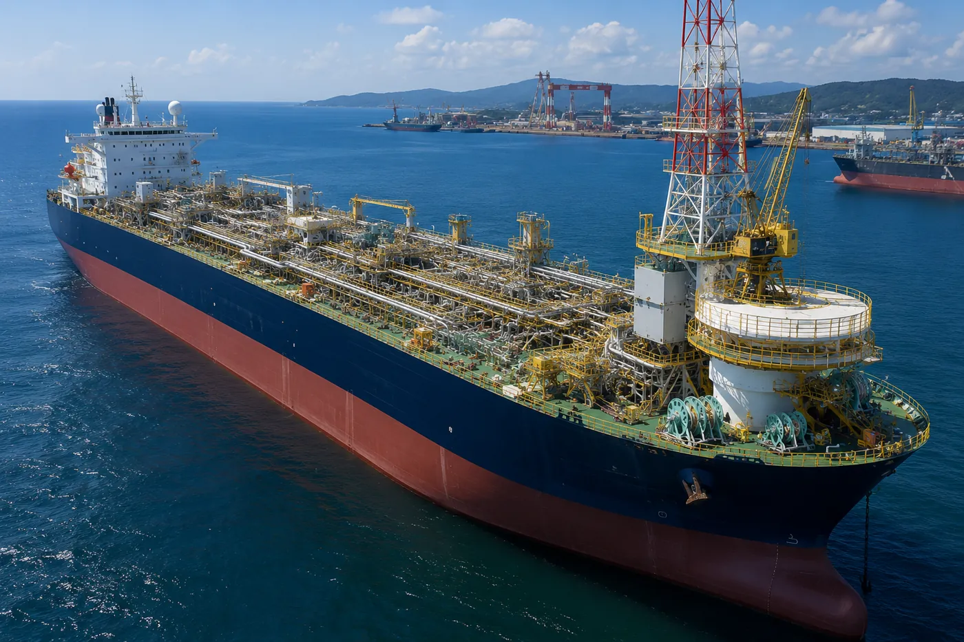 Offshore production vessel at sea