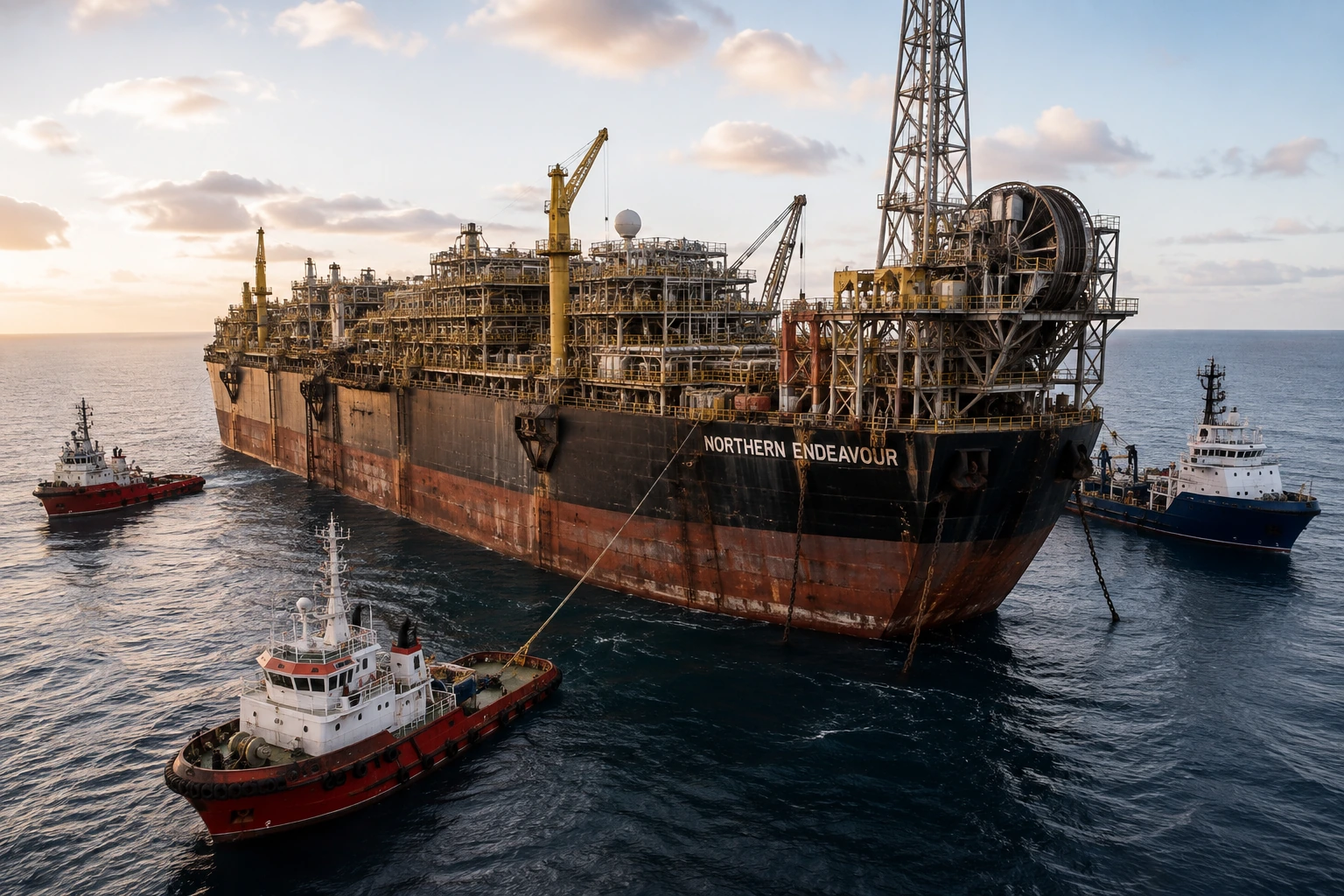 Large offshore asset with support vessels