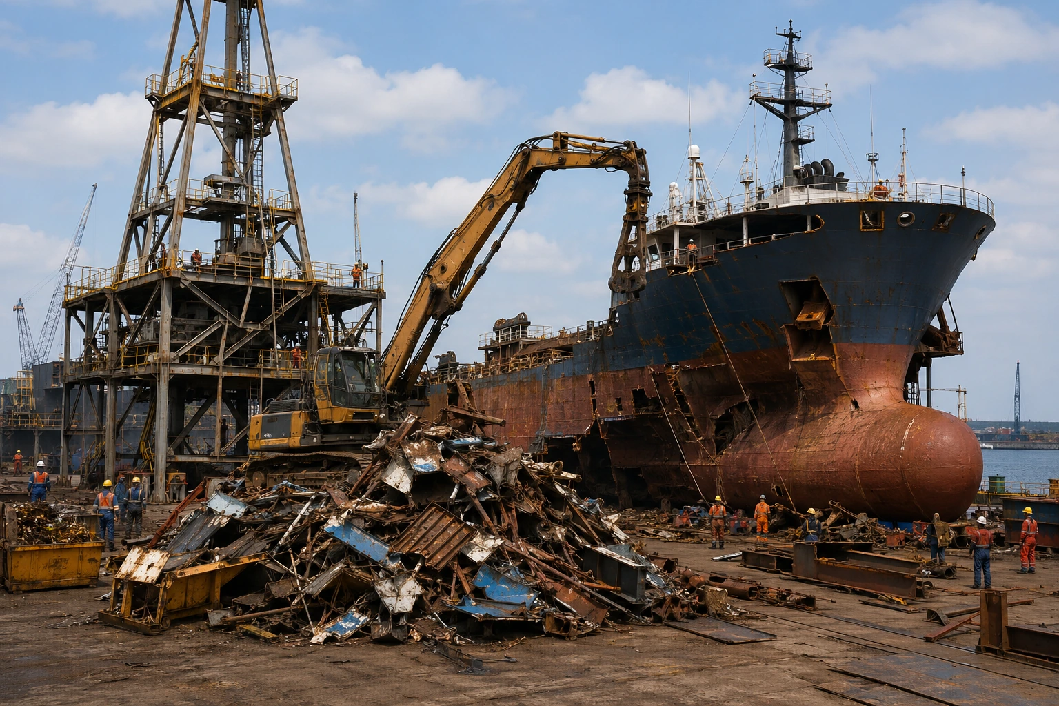 Ship recycling engineering support at a recycling yard